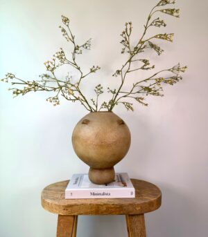 Aged Finish Round Pedestal Vase - Earthy Vessel