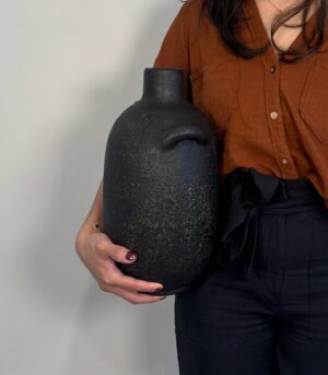 Tall Ceramic Vase with Sculpted Handles - Rustic Artisan Vase