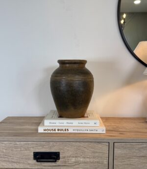 Rustic Textured Black and Brown Terracotta Vase - Handcrafted Artisan Charm