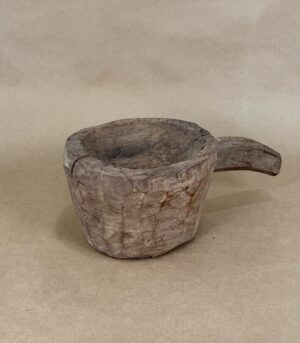 Vintage Wooden Hand-Carved Bowl with Handle