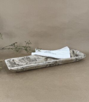 Vintage Wooden Trough Bowl Curated in India