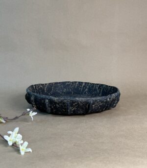 Aged Finish Black Paper Mache Bowl - By Arma Home Art