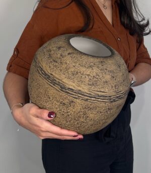 Aged Finish Textured Rounded Vase - By Arma Home Art