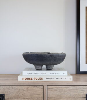 Handmade Aged Finish Black Paper Mache Bowl - By Arma Home Art