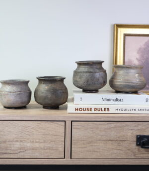 Vintage Small Clay Pot Vessel with Ring Stand