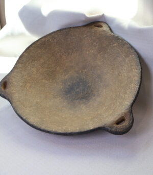 XL Handmade Aged Patina Finish Paper Mache Bowl 16” with Handles