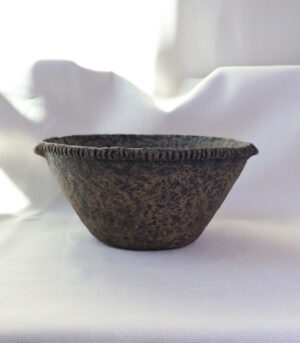 Handmade Rustic Black and Brown Paper Mache Bowl 10.5” - By Arma Home Art