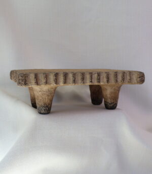 Handmade Beige Scalloped Paper Mache Tray Riser 12” - By Arma Home Art