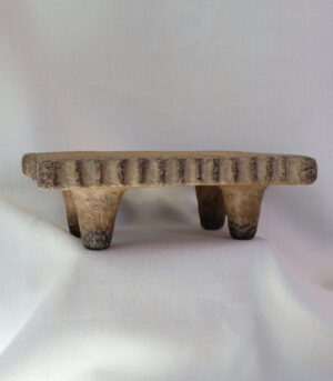Handmade Beige Scalloped Paper Mache Tray Riser 12” - By Arma Home Art