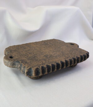 Handmade Brown Scalloped Paper Mache Tray Riser 14.5” with Handles - By Arma Home Art