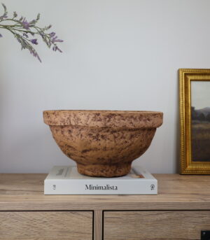 Aged Finish Brown Paper Mache Bowl - By Arma Home Art