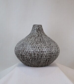 Hand Textured Striped Bud Vase - Beige and Brown Artisan Vase