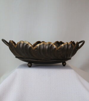 Antique Finish Metal Bowl with Handles 15”- By Arma Home Art