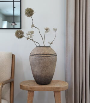 Handmade Large Aged Finish Paper Mache Vase 14” Brown - By Arma Home Art