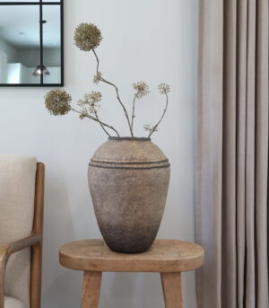 Handmade Large Aged Finish Paper Mache Vase 14” Brown - By Arma Home Art