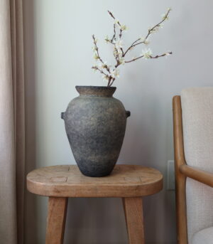 Paper Mache Vase 12” Aged Black Finish- By Arma Home Art