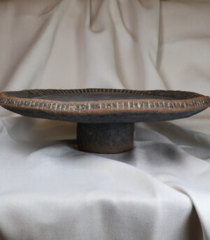XL Handmade Aged Patina Finish Paper Mache Pedestal Tray 16”