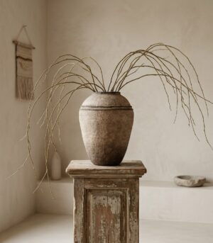 Handmade Aged Finish Paper Mache Vase Brown 14"