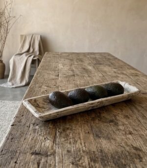 19.5” Vintage Wooden Trough Bowl Curated in India