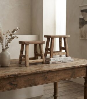 Vintage Indian Wood Stool Riser