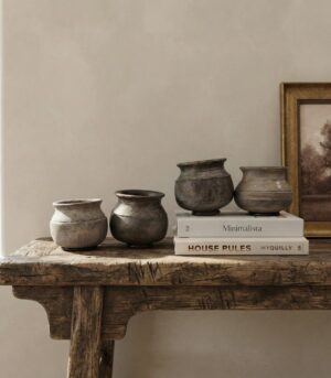 Vintage Small Clay Pot Vessel with Ring Stand
