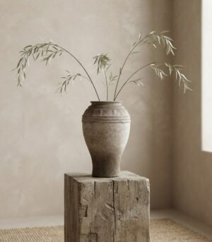 Oversized Artisan Organic Beige Textured Vase 16.5”